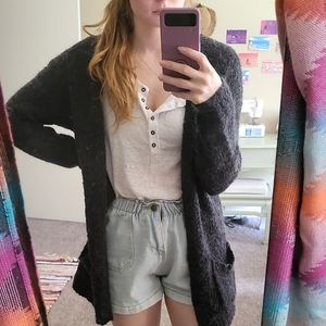 Black long cardigan.